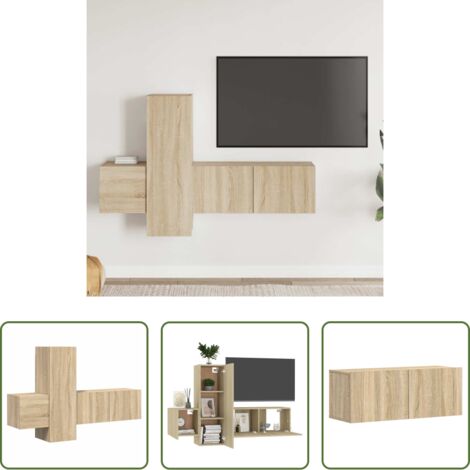 vidaXL Muebles de madera -  Set de muebles salón TV 3 pzas madera ingeniería roble Sonoma
