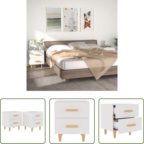 vidaXL Muebles de noche -  Mesitas de noche 2 unidades color blanco 40x35x47,5 cm
