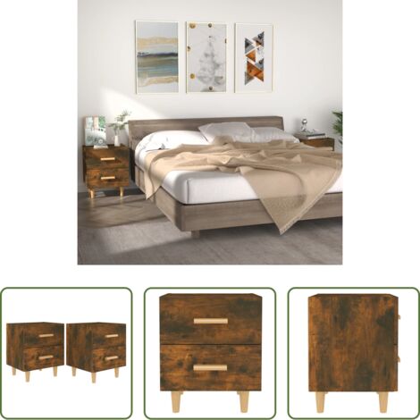 vidaXL Muebles de noche -  Mesitas de noche 2 unidades color roble ahumado 40x35x47,5 cm