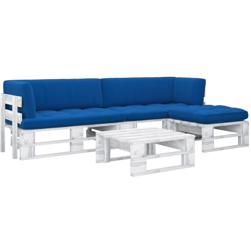 

Vidaxl - Muebles de palets 4 pzas cojines madera pino impregnada blanco - Blanco