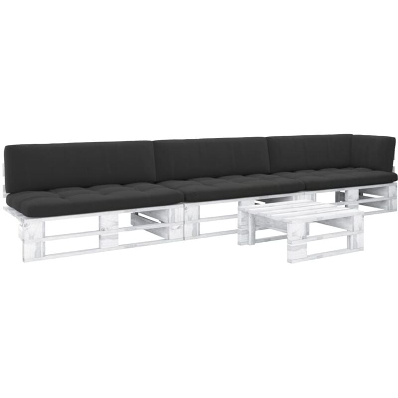 

Vidaxl - Muebles de palets 4 pzas cojines madera pino impregnada blanco - Blanco