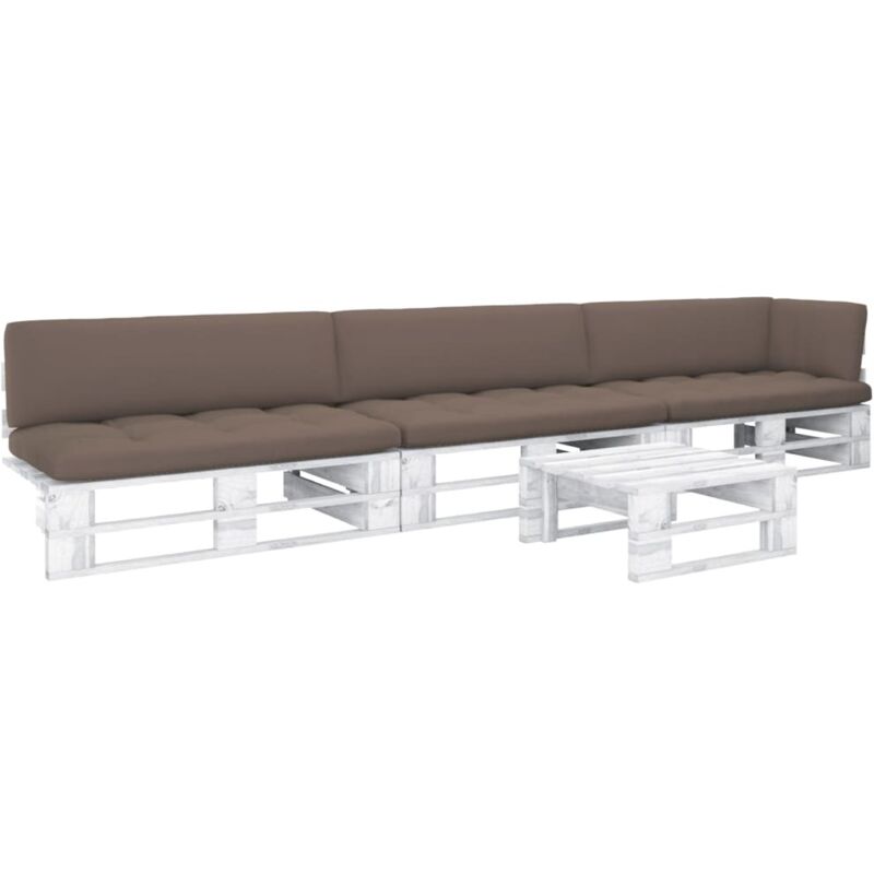 

Vidaxl - Muebles de palets 4 pzas cojines madera pino impregnada blanco - Blanco
