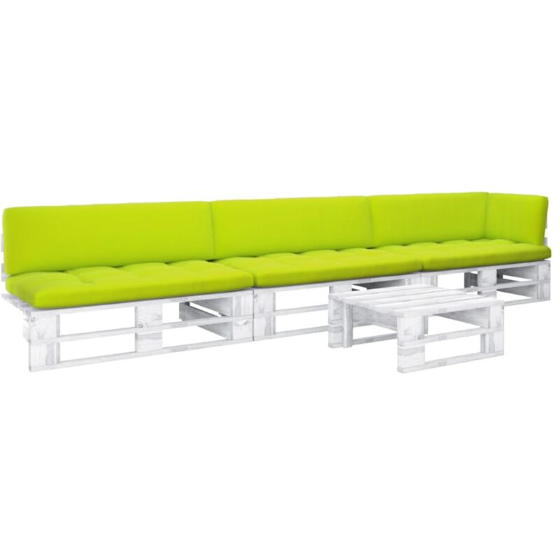 

Vidaxl - Muebles de palets 4 pzas cojines madera pino impregnada blanco - Blanco