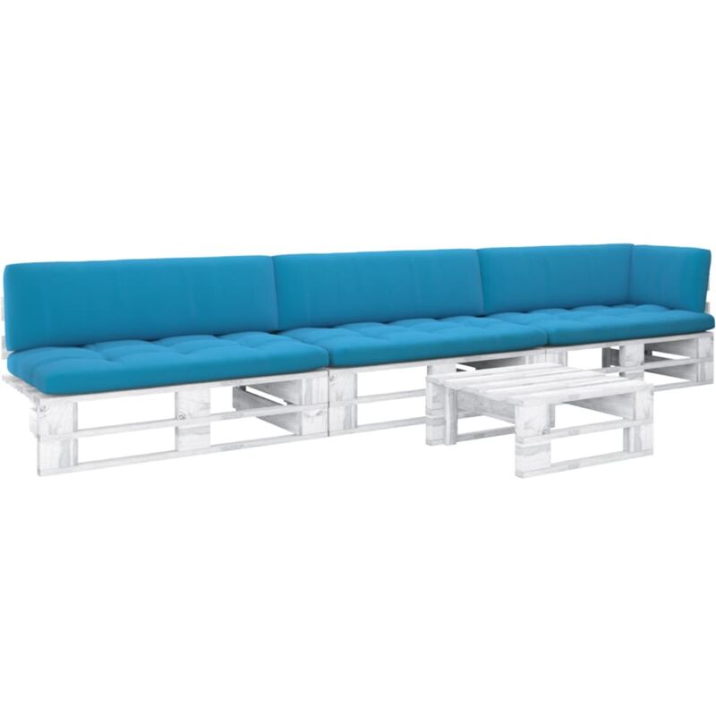 

Vidaxl - Muebles de palets 4 pzas cojines madera pino impregnada blanco - Blanco