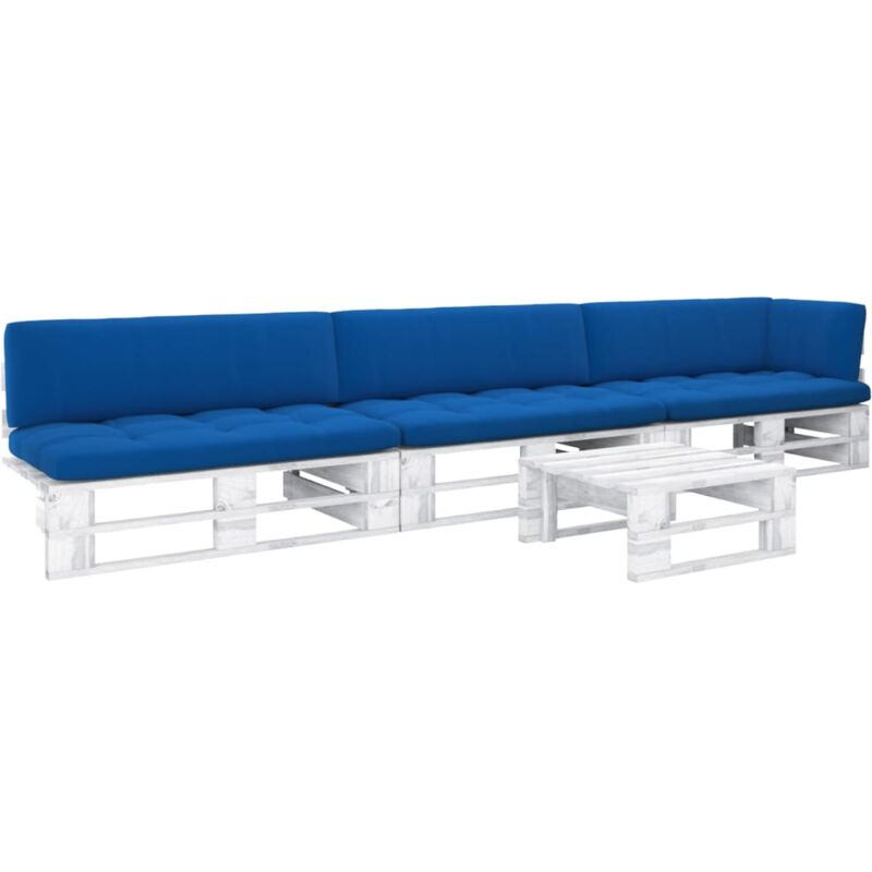 

Vidaxl - Muebles de palets 4 pzas cojines madera pino impregnada blanco - Blanco