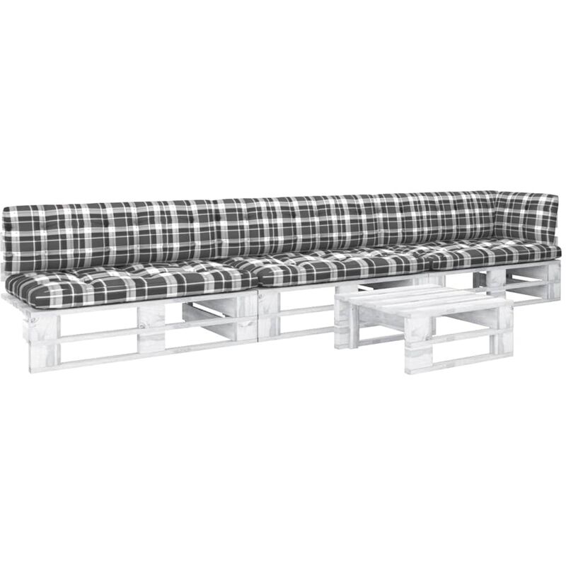 

vidaXL Muebles de palets 4 pzas cojines madera pino impregnada blanco - Blanco