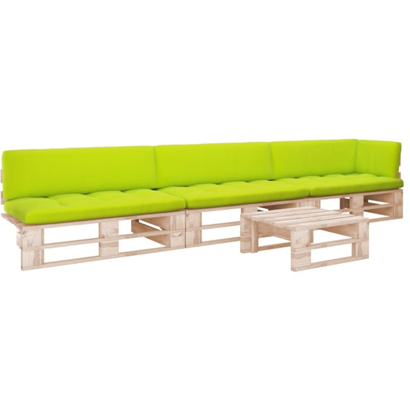 

Muebles de palets 4 pzas con cojines madera pino impregnada - Marrón - Vidaxl