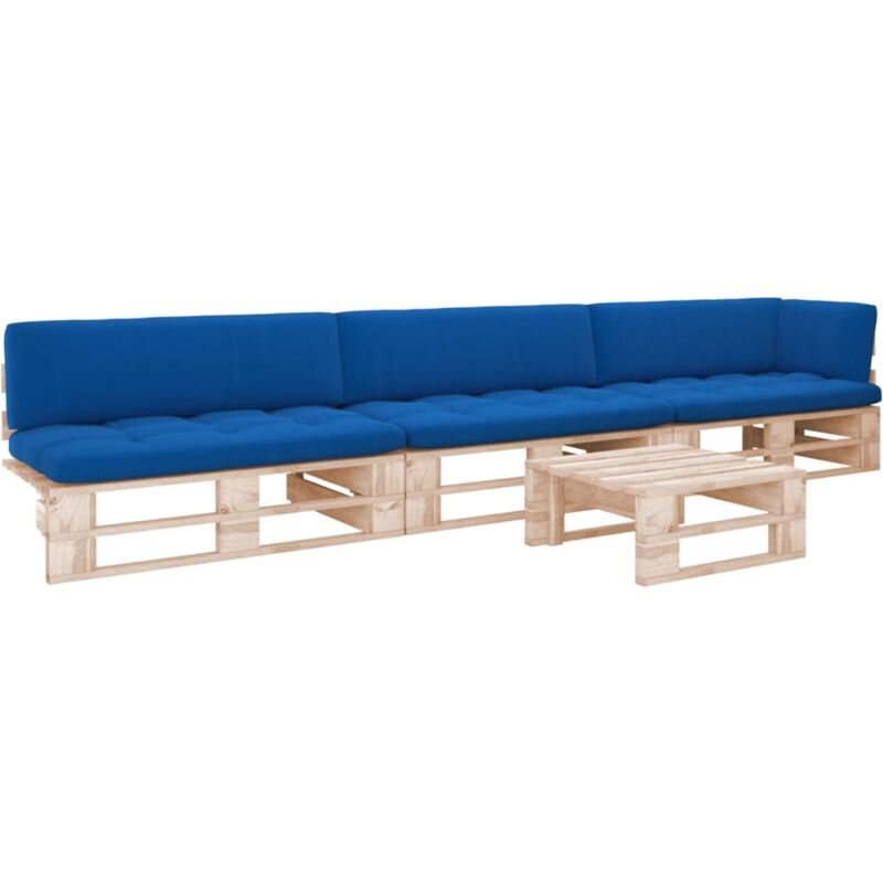 

vidaXL Muebles de palets 4 pzas con cojines madera pino impregnada - Marrón