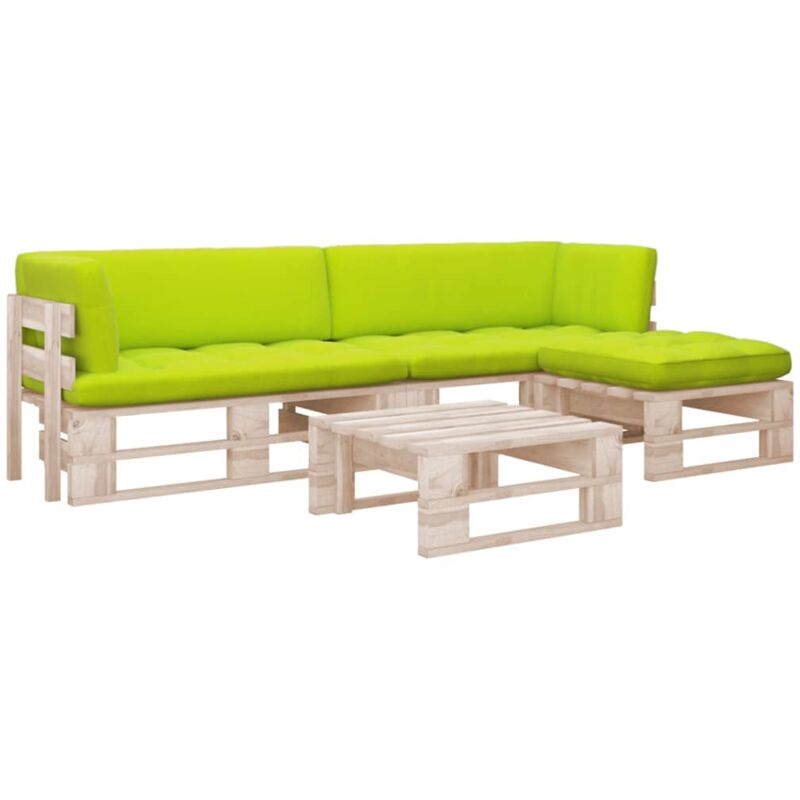 

Muebles de palets 4 pzas con cojines madera pino impregnada - Marrón - Vidaxl
