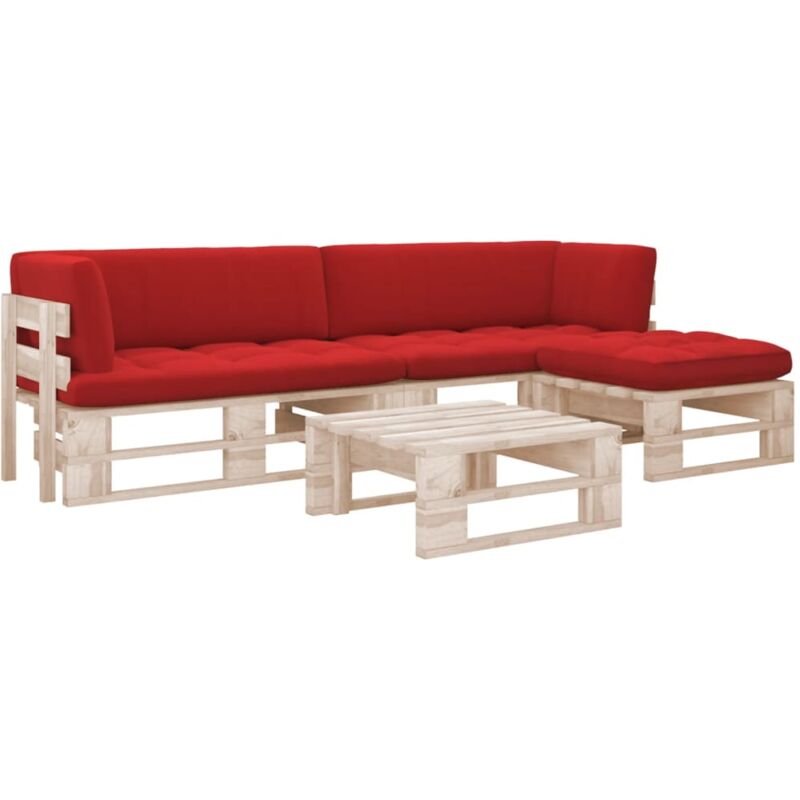 

Muebles de palets 4 pzas con cojines madera pino impregnada - Marrón - Vidaxl