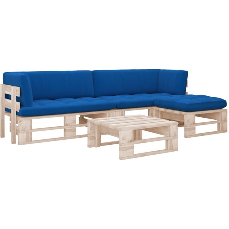 

Muebles de palets 4 pzas con cojines madera pino impregnada - Marrón - Vidaxl