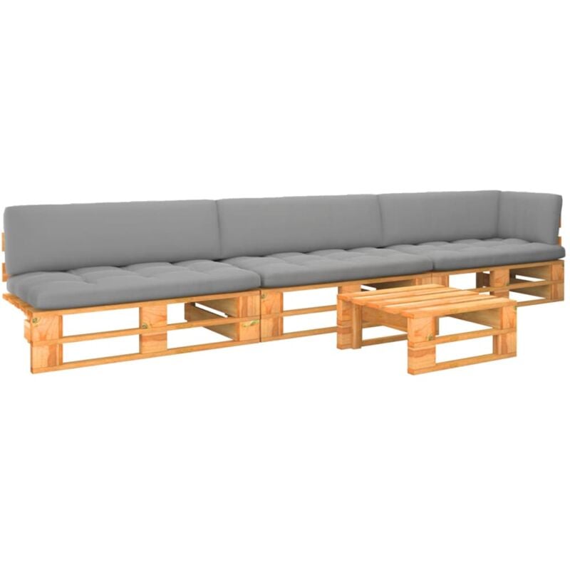 

vidaXL Muebles de palets 4 pzas madera pino impregnada marrón miel - Marrón