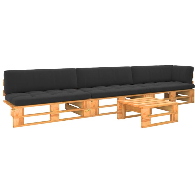 

vidaXL Muebles de palets 4 pzas madera pino impregnada marrón miel - Marrón