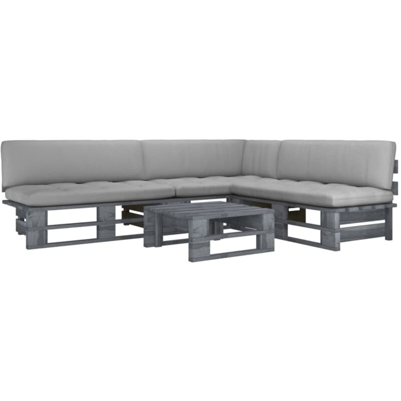 

Vidaxl - Muebles de palets 4 pzas y cojines madera pino impregnada gris - Gris
