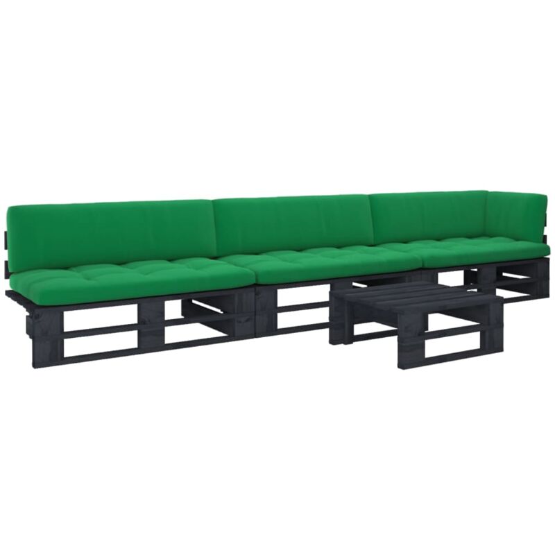 

Vidaxl - Muebles de palets 4 pzas y cojines madera pino impregnada negro - Negro