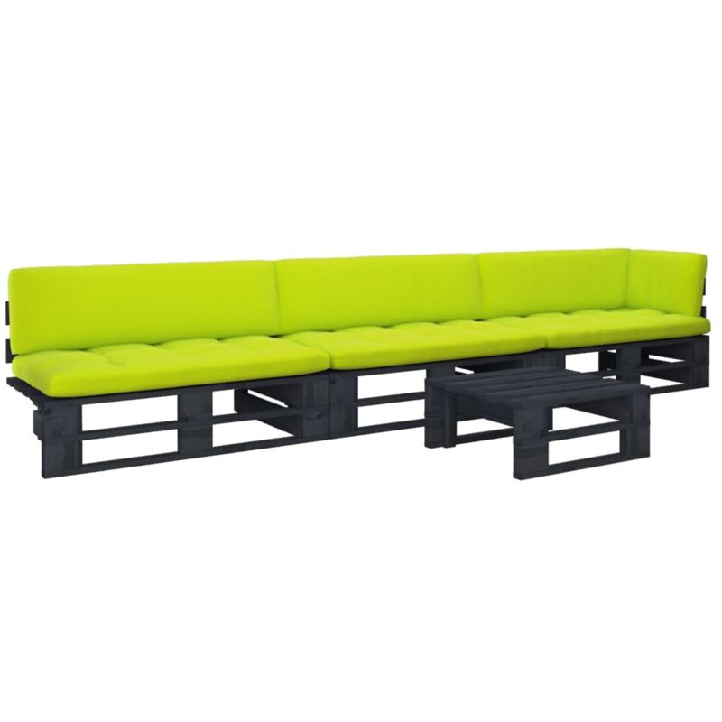 

Vidaxl - Muebles de palets 4 pzas y cojines madera pino impregnada negro - Negro