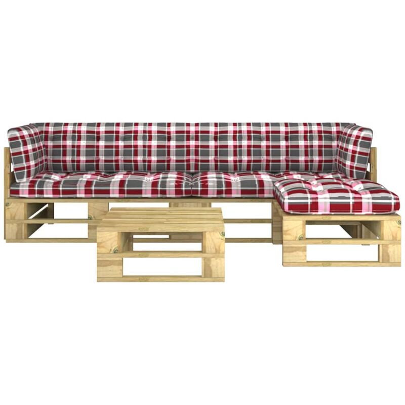 

vidaXL Muebles de palets 4 pzas y cojines madera pino impregnada verde - Verde