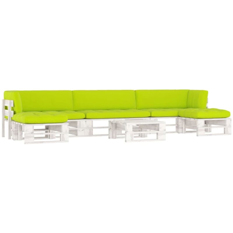 

Vidaxl - Muebles de palets 6 pzas cojines madera pino impregnada blanco - Blanco