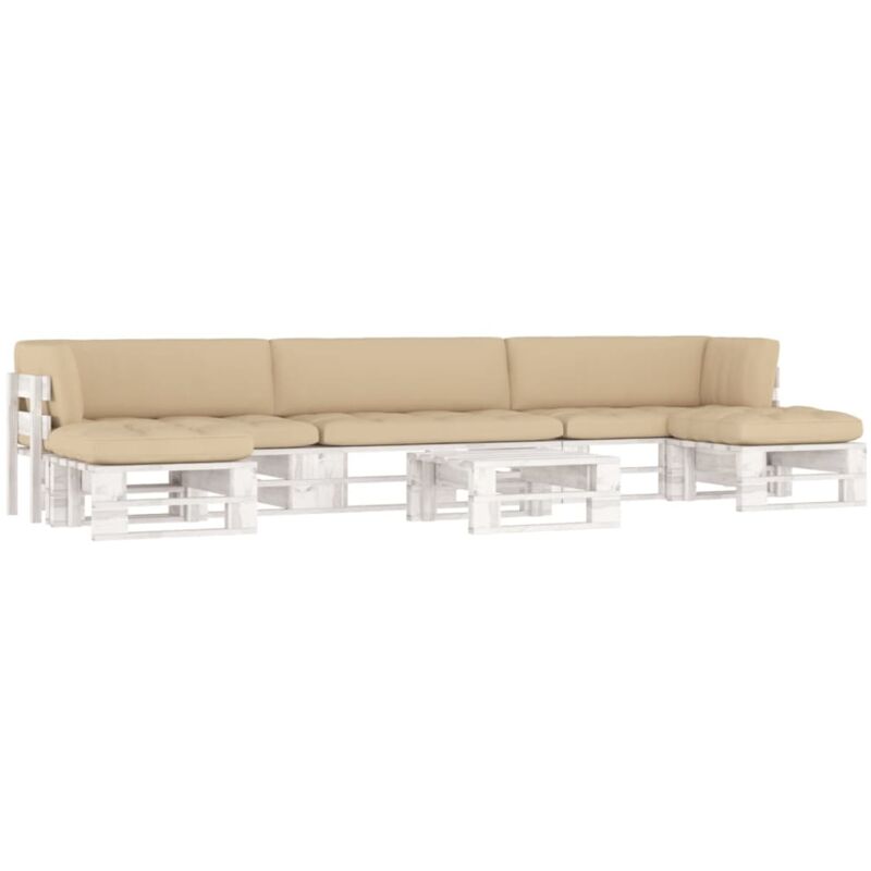 

Vidaxl - Muebles de palets 6 pzas cojines madera pino impregnada blanco - Blanco