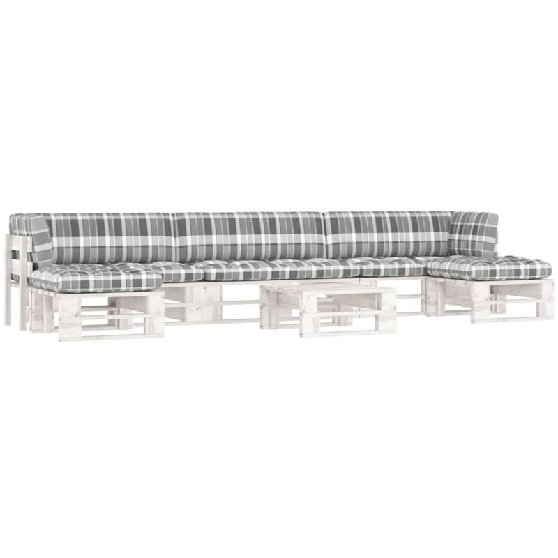 

Vidaxl - Muebles de palets 6 pzas cojines madera pino impregnada blanco - Blanco
