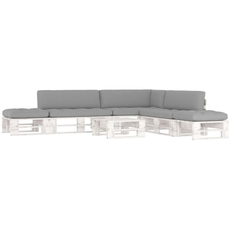 

Vidaxl - Muebles de palets 6 pzas cojines madera pino impregnada blanco - Blanco