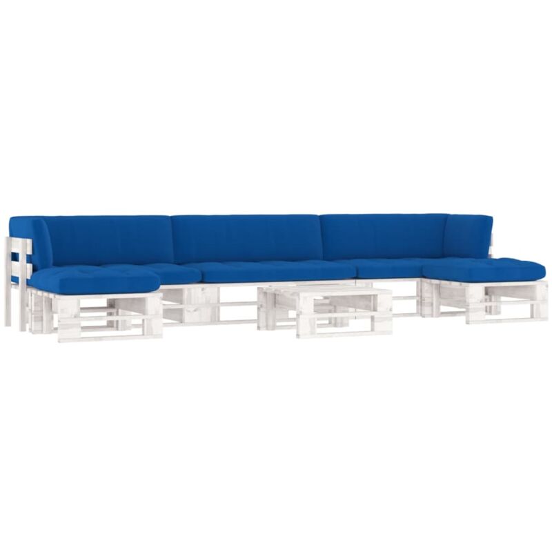 

Vidaxl - Muebles de palets 6 pzas cojines madera pino impregnada blanco - Blanco