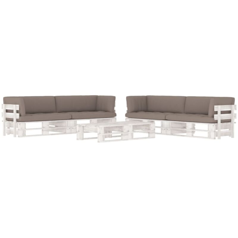 

Muebles de palets 6 pzas cojines madera pino impregnada blanco - Blanco - Vidaxl