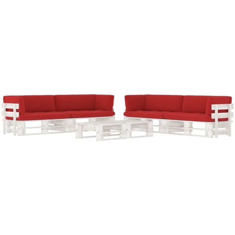 

Muebles de palets 6 pzas cojines madera pino impregnada blanco - Blanco - Vidaxl
