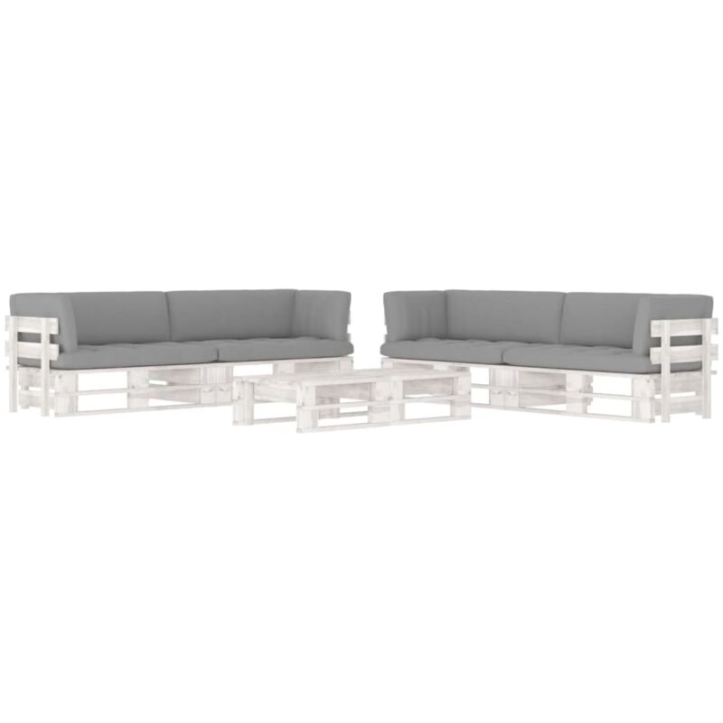 

Muebles de palets 6 pzas cojines madera pino impregnada blanco - Blanco - Vidaxl