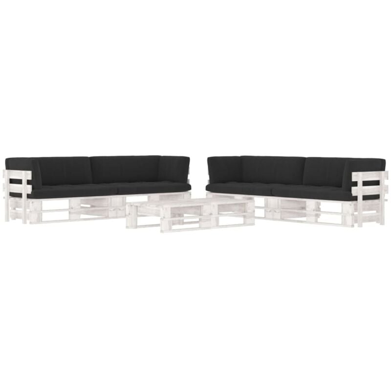 

Muebles de palets 6 pzas cojines madera pino impregnada blanco - Blanco - Vidaxl