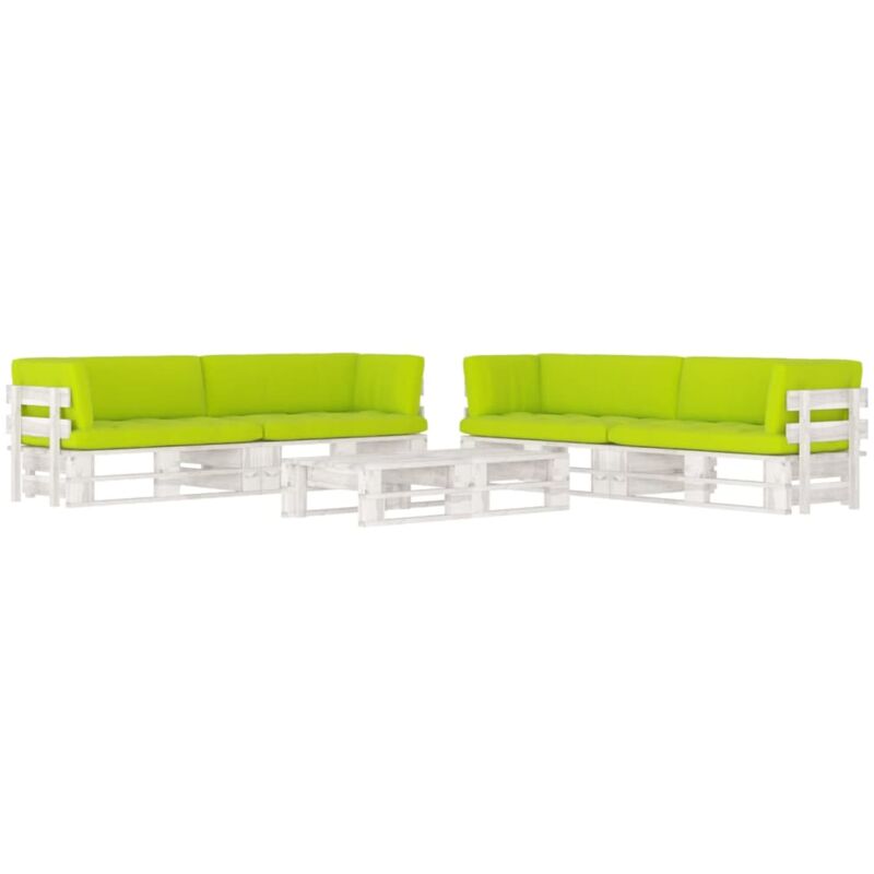 

Vidaxl - Muebles de palets 6 pzas cojines madera pino impregnada blanco - Blanco