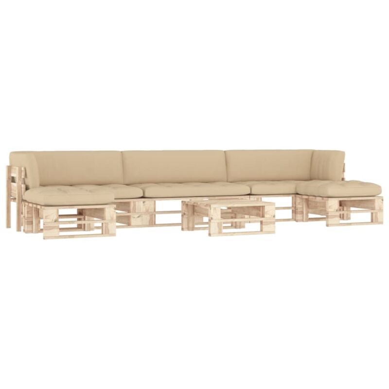 

Muebles de palets 6 pzas con cojines madera pino impregnada - Marrón - Vidaxl