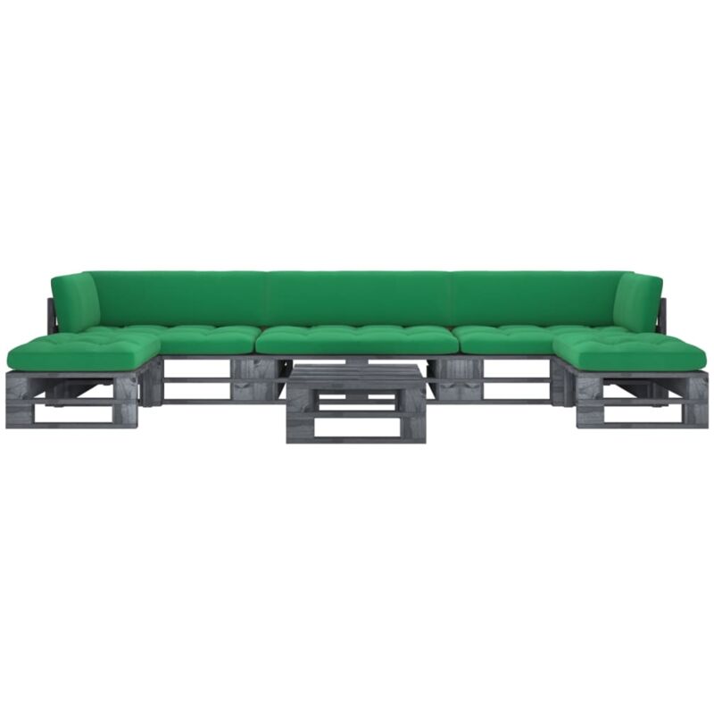 

Vidaxl - Muebles de palets 6 pzas y cojines madera pino impregnada gris - Gris