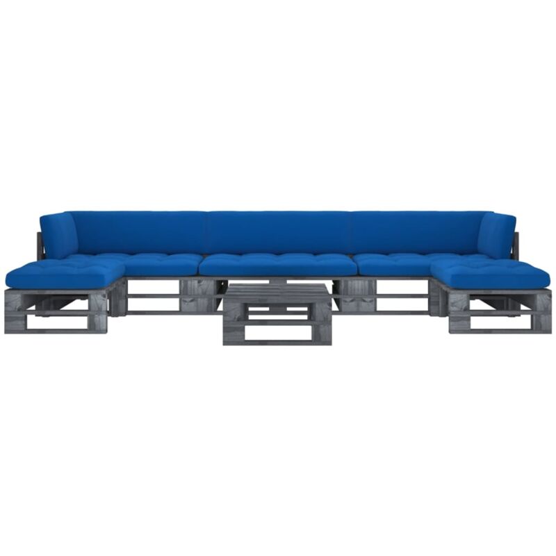 

Vidaxl - Muebles de palets 6 pzas y cojines madera pino impregnada gris - Gris