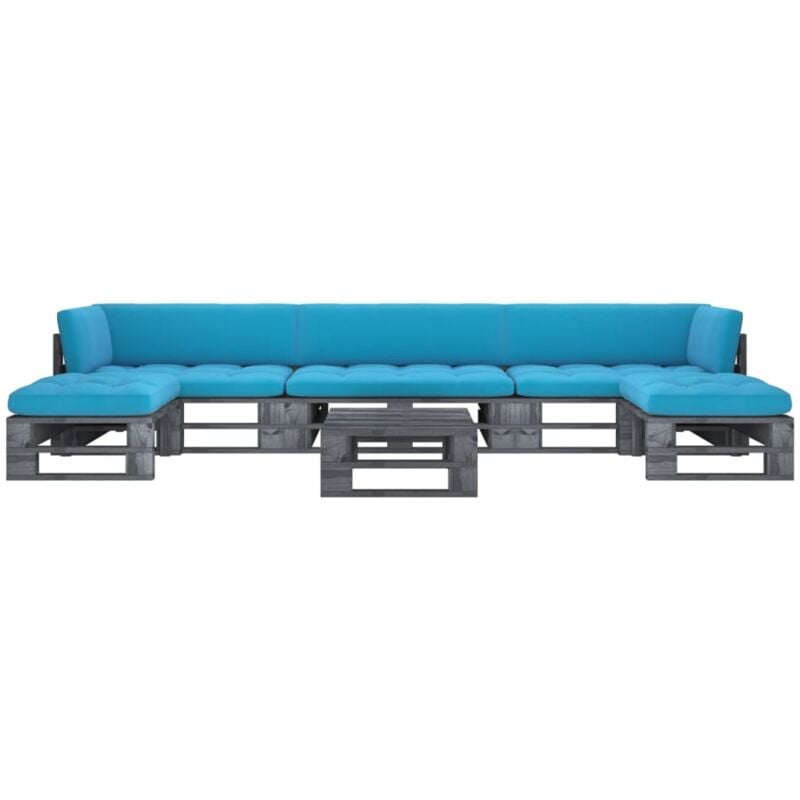 

Vidaxl - Muebles de palets 6 pzas y cojines madera pino impregnada gris - Gris