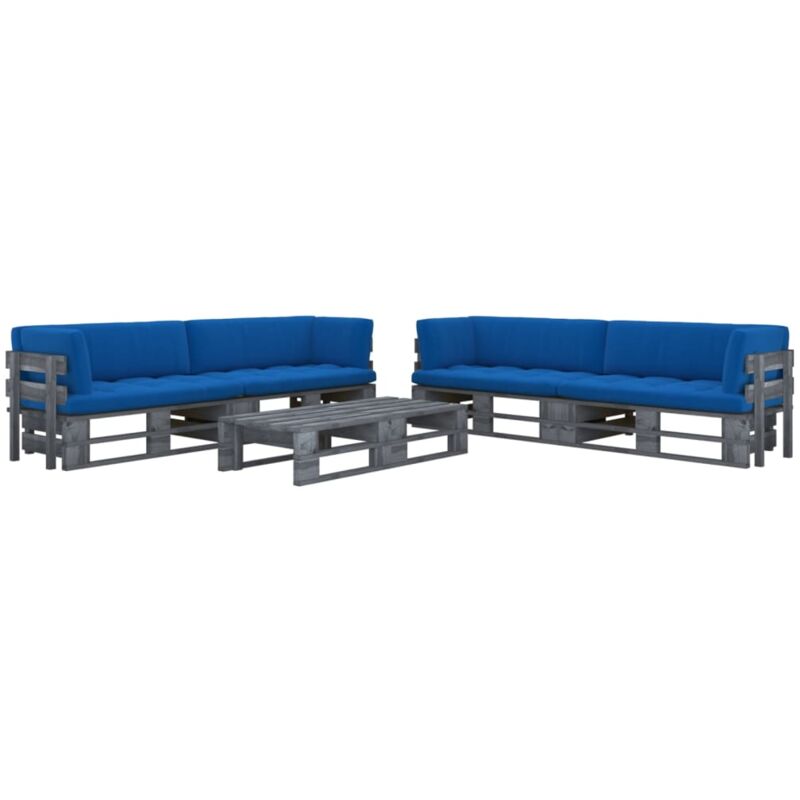 

Vidaxl - Muebles de palets 6 pzas y cojines madera pino impregnada gris - Gris