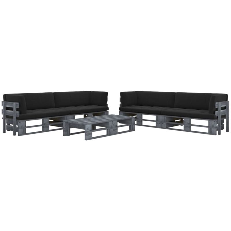 

Vidaxl - Muebles de palets 6 pzas y cojines madera pino impregnada gris - Gris