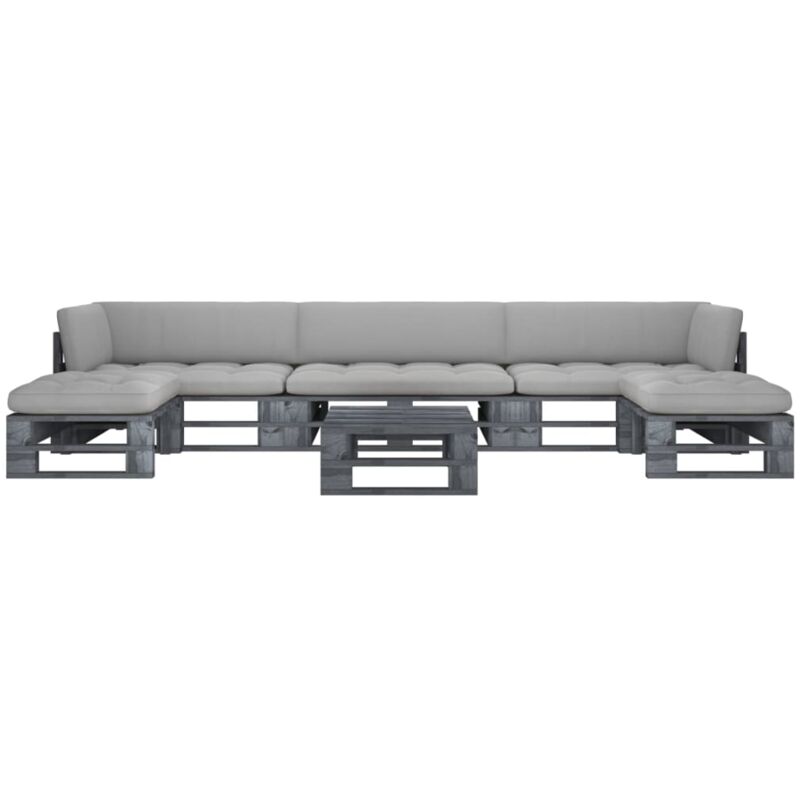 

Vidaxl - Muebles de palets 6 pzas y cojines madera pino impregnada gris - Gris