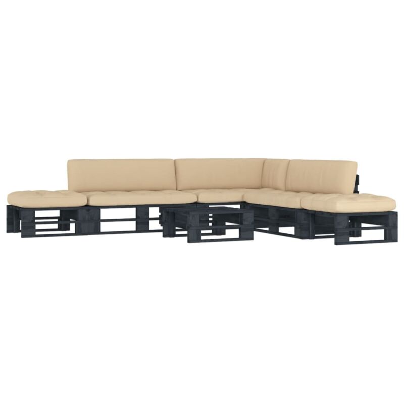 

Vidaxl - Muebles de palets 6 pzas y cojines madera pino impregnada negro - Negro