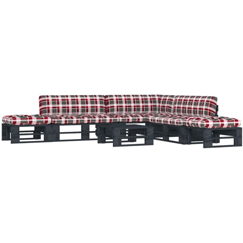 

Vidaxl - Muebles de palets 6 pzas y cojines madera pino impregnada negro - Negro