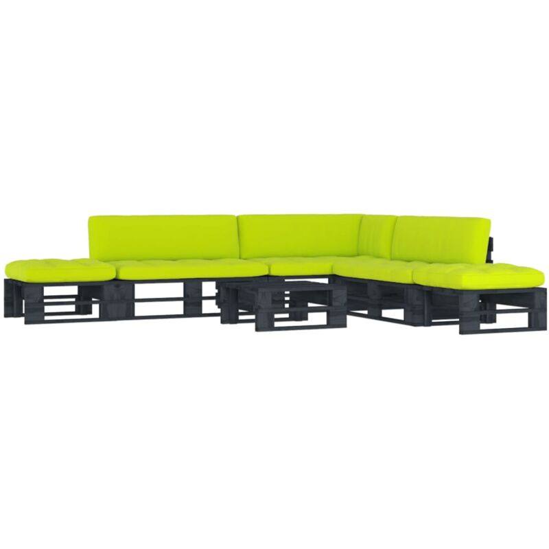 

Vidaxl - Muebles de palets 6 pzas y cojines madera pino impregnada negro - Negro