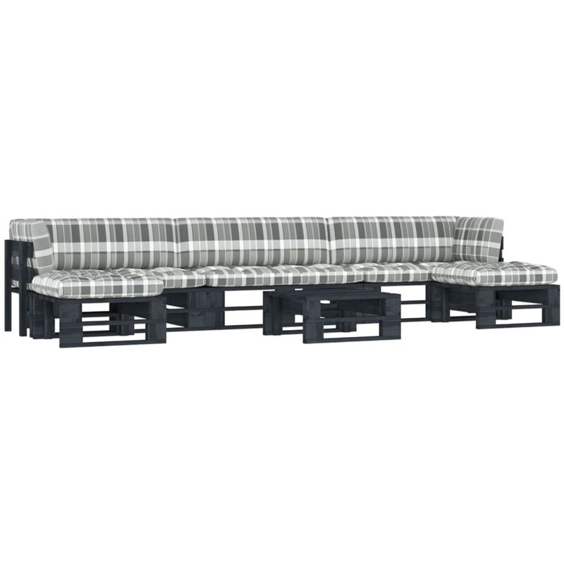 

Muebles de palets 6 pzas y cojines madera pino impregnada negro - Negro - Vidaxl