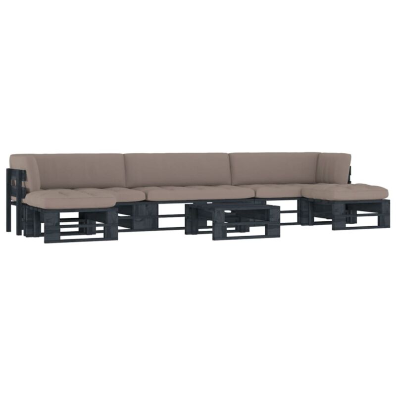 

Muebles de palets 6 pzas y cojines madera pino impregnada negro - Negro - Vidaxl