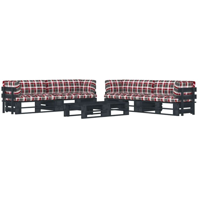 

Muebles de palets 6 pzas y cojines madera pino impregnada negro - Negro - Vidaxl