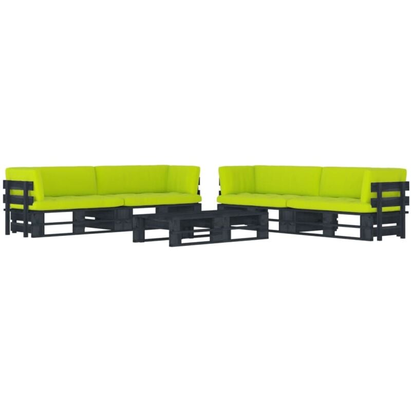 

Muebles de palets 6 pzas y cojines madera pino impregnada negro - Negro - Vidaxl