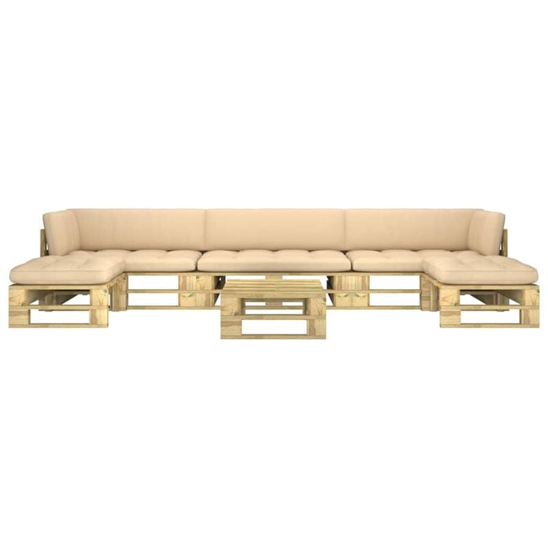 

vidaXL Muebles de palets 6 pzas y cojines madera pino impregnada verde - Verde