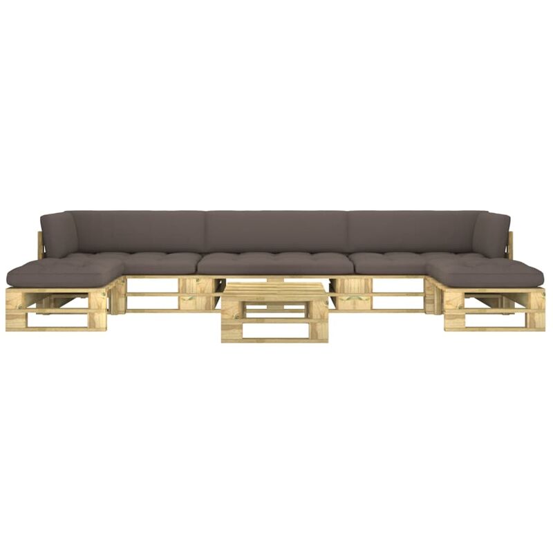

vidaXL Muebles de palets 6 pzas y cojines madera pino impregnada verde - Verde