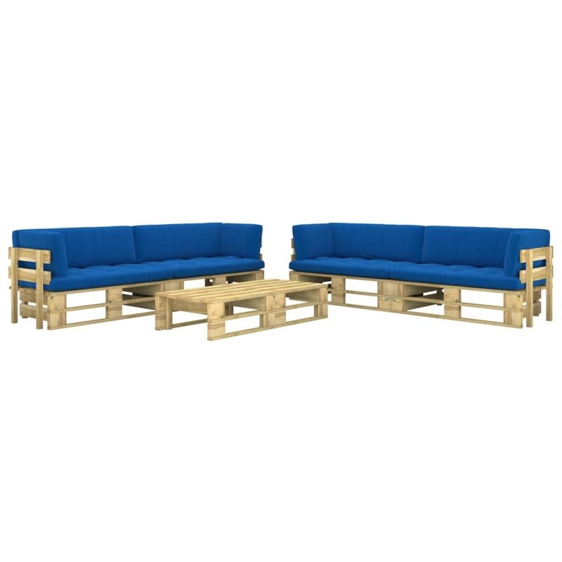 

vidaXL Muebles de palets 6 pzas y cojines madera pino impregnada verde - Verde