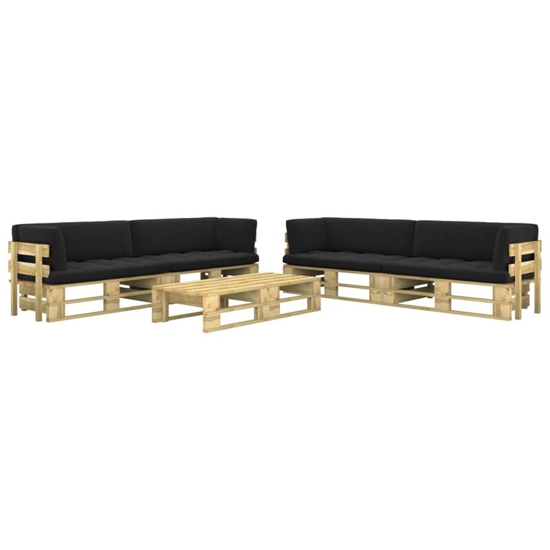 

vidaXL Muebles de palets 6 pzas y cojines madera pino impregnada verde - Verde