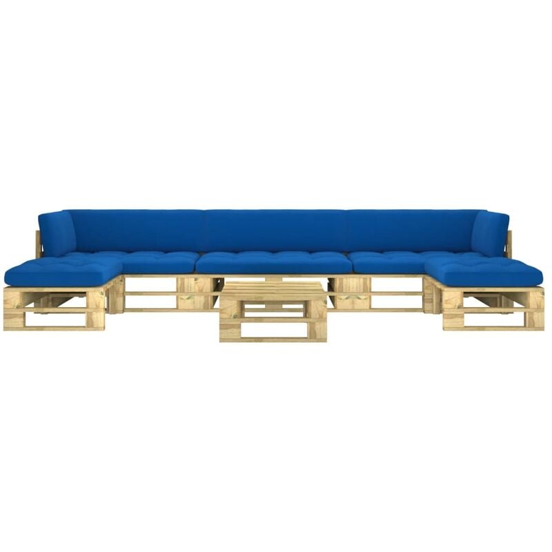 

vidaXL Muebles de palets 6 pzas y cojines madera pino impregnada verde - Verde